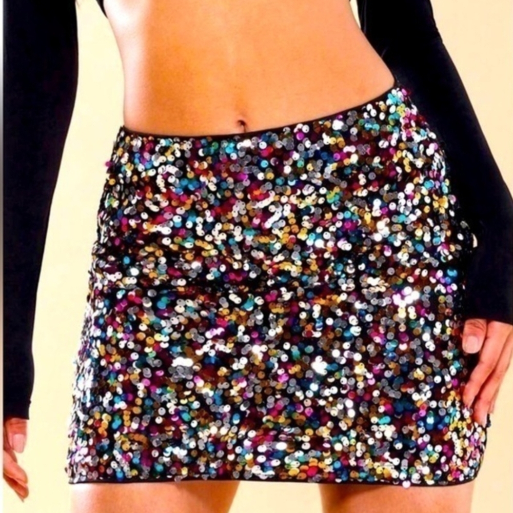 SHEIN Sequin Multicolor Mini Skirt